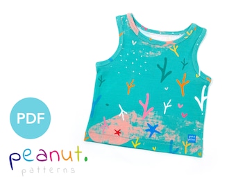 Knit Binding Tank Top Sewing Pattern • PDF Sewing Pattern • Baby, Kid, Toddler, Infant, Child • Peanut Patterns Skylar #78