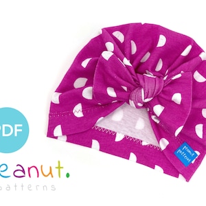 Bow Turban Hat Sewing Pattern • PDF Sewing Pattern • Baby, Kid, Toddler, Infant, Child • Peanut Patterns Charlotte #74