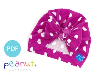 Bow Turban Hat Sewing Pattern • PDF Sewing Pattern • Baby, Kid, Toddler, Infant, Child • Peanut Patterns Charlotte #74