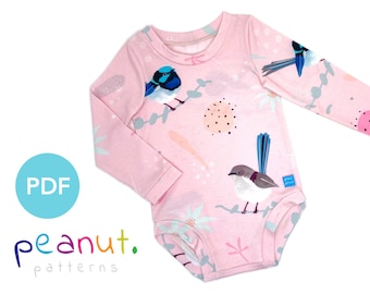 Patron de couture Body • Patron de couture PDF • Bébé, Enfant, Tout-petit, Nourrisson, Enfant • Motifs de cacahuètes #79 Maeve