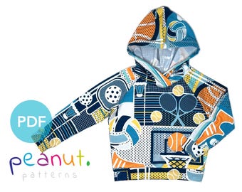 Hoody Schnittmuster • PDF Schnittmuster • Baby, Kind, Kleinkind, Säugling, Kind • Erdnuss Muster Finley #49