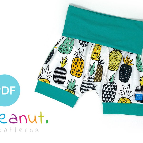 High Waisted Short Sewing Pattern PDF (Jogger + Pant Options Included) • Baby, Kid, Toddler, Infant, Child • Peanut Patterns #21 Pippin