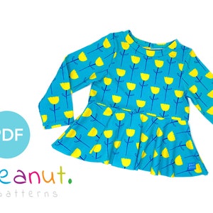 Peplum Top Sewing Pattern • PDF Sewing Pattern • Baby, Kid, Toddler, Infant, Child • Peanut Patterns Addie #77