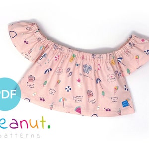 Tube Top Sewing Pattern with Off Shoulder Sleeves • PDF Sewing Pattern • Baby, Kid, Toddler, Infant, Child • Peanut Patterns Indigo #73
