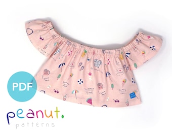 Tube Top Sewing Pattern with Off Shoulder Sleeves • PDF Sewing Pattern • Baby, Kid, Toddler, Infant, Child • Peanut Patterns Indigo #73