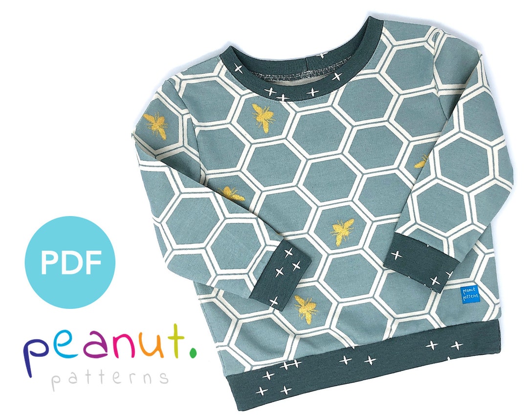Buy Crew Sweatshirt Sewing Pattern • PDF Sewing Pattern • Baby, Kid,  Toddler, Infant, Child • Peanut Patterns Jordan #39 Online in India