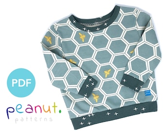 Crew Sweatshirt Schnittmuster • PDF Schnittmuster • Baby, Kind, Kleinkind, Säugling, Kind • Erdnuss Muster Jordan #39