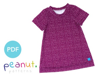 Patrón de costura de vestido de manga corta • Patrón de costura PDF • Bebé, niño, niño pequeño, bebé, niño • Patrones de maní Megan #87