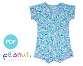 Simple Short Sleeve Shirt Shorts Romper Sewing Pattern • PDF Sewing Pattern • Baby, Kid, Toddler, Infant, Child • Peanut Patterns Tatum #113