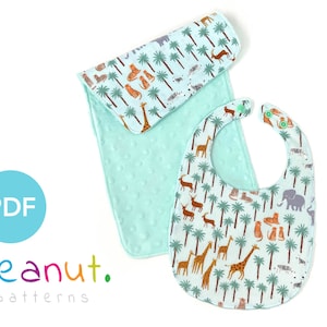 Bib and Burp Cloth Sewing Pattern • PDF Sewing Pattern • Baby, Kid, Toddler, Infant, Child • Peanut Patterns Casey #4