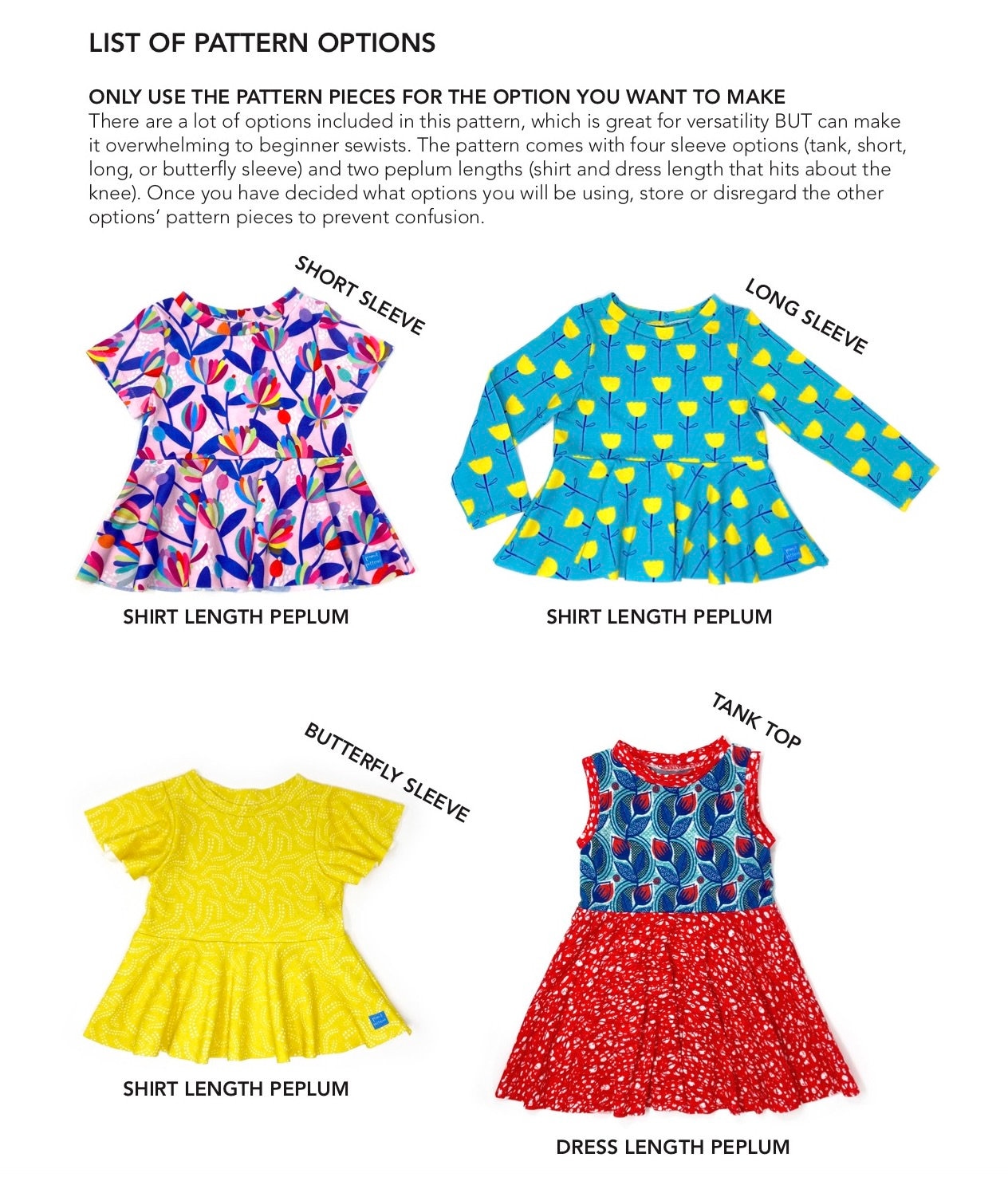 Craft Supplies & Tools Sewing & Fiber Child • Peanut Patterns 77 Addie Peplum Top Peplum Top