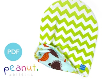 Reversible Beanie Hat Sewing Pattern • PDF Sewing Pattern • Baby, Kid, Toddler, Infant, Child • Peanut Patterns Parker #14