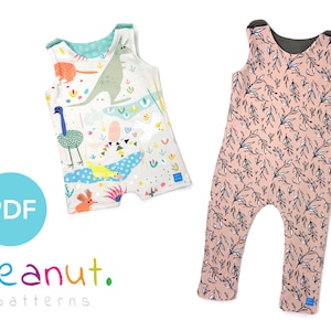 Reversible Pant Romper Sewing Pattern • PDF Sewing Pattern • Baby, Kid, Toddler, Infant, Child • Peanut Patterns Brady #41