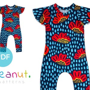 Butterfly Sleeved Knit Pant Romper Sewing Pattern • PDF Sewing Pattern • Baby, Kid, Toddler, Infant, Child • Peanut Patterns Drew #108