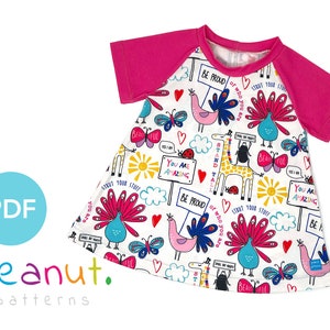 Short Sleeve Raglan Dress Sewing Pattern • PDF Sewing Pattern • Baby, Kid, Toddler, Infant, Child • Peanut Patterns Leah #94