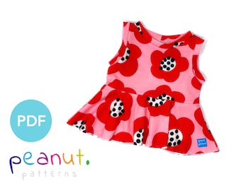 Peplum Top Sewing Pattern • PDF Sewing Pattern • Baby, Kid, Toddler, Infant, Child • Peanut Patterns #77 Addie Peplum Top