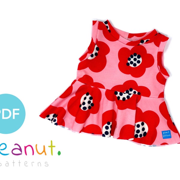 Peplum Top Sewing Pattern • PDF Sewing Pattern • Baby, Kid, Toddler, Infant, Child • Peanut Patterns #77 Addie Peplum Top
