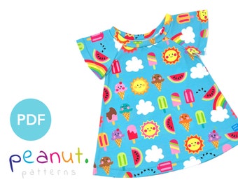 Flowy Dress Sewing Pattern • PDF Sewing Pattern • Baby, Kid, Toddler, Infant, Child • Peanut Patterns #95 Scarlet