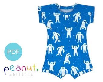 Simple Short Sleeve Shirt Shorts Romper Sewing Pattern • PDF Sewing Pattern • Baby, Kid, Toddler, Infant, Child • Peanut Patterns Tatum #113