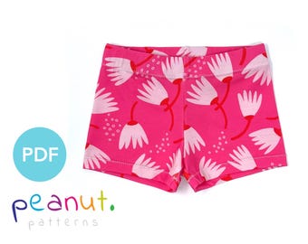 Elastic Bike Short Sewing Pattern • PDF Sewing Pattern • Baby, Kid, Toddler, Infant, Child • Peanut Patterns Jackie #107