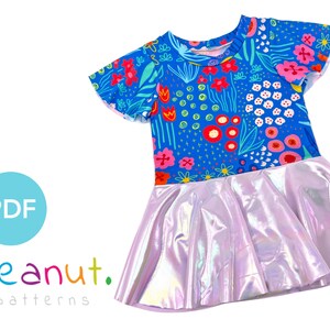 Butterfly Sleeve Skirted Bodysuit Sewing Pattern • PDF Sewing Pattern • Baby, Kid, Toddler, Infant, Child • Peanut Patterns Luna #92