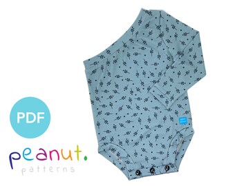 Patron de couture body asymétrique à manches longues • Patron de couture PDF • Bébé, enfant, tout-petit, nourrisson, enfant • Patrons cacahuètes Mila #81