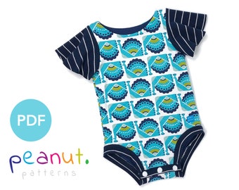 Bodysuit Sewing Pattern • PDF Sewing Pattern • Baby, Kid, Toddler, Infant, Child • Peanut Patterns #55 Amberly
