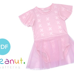 Butterfly Sleeve Skirted Bodysuit Sewing Pattern • PDF Sewing Pattern • Baby, Kid, Toddler, Infant, Child • Peanut Patterns Luna #92