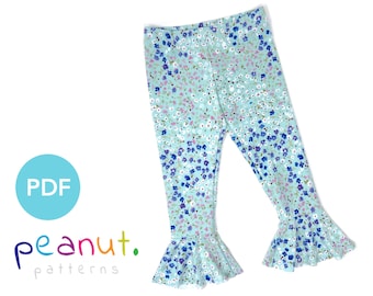 Patron de couture legging bas à volants • Patron de couture PDF • Bébé, enfant, tout-petit, nourrisson, enfant • Motifs cacahuètes Cachemire #60