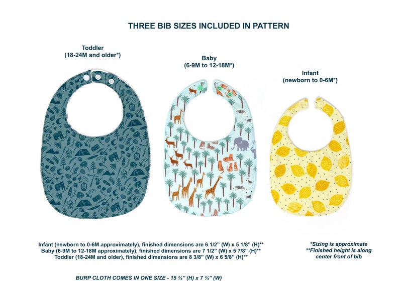 Bib and Burp Cloth Sewing Pattern PDF Sewing Pattern Baby, Kid, Toddler, Infant, Child Peanut Patterns 4 Casey image 2