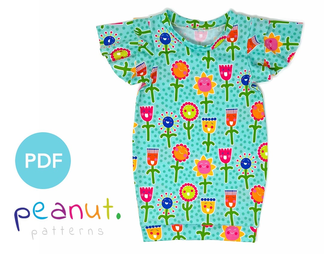 Butterfly Sleeve Arm Ruffle Cocoon Dress PDF Sewing Pattern • Baby, Kid ...