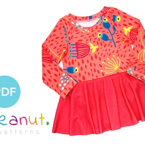 Long Sleeve Skirted Bodysuit Sewing Pattern • PDF Sewing Pattern • Baby, Kid, Toddler, Infant, Child • Peanut Patterns Luna #92
