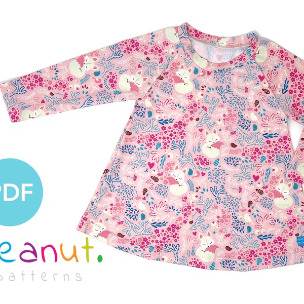 Long Sleeve Raglan Dress Sewing Pattern • PDF Sewing Pattern • Baby, Kid, Toddler, Infant, Child • Peanut Patterns #94 Leah