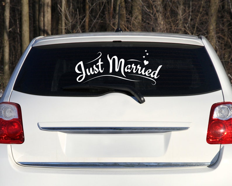 Just Married Car Decal Wedding Car Decoration Just Married Etsy