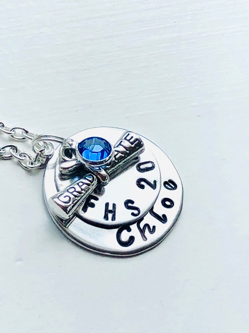 hand stamped graduation jewelry 2021 Personalized high school graduation gift for girl graduation necklace 2020 with name and year