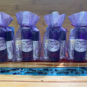 Aromatherapy To Go - Mini Lavender Gift Set - Lip Balm, Rollerball, Linen Spray