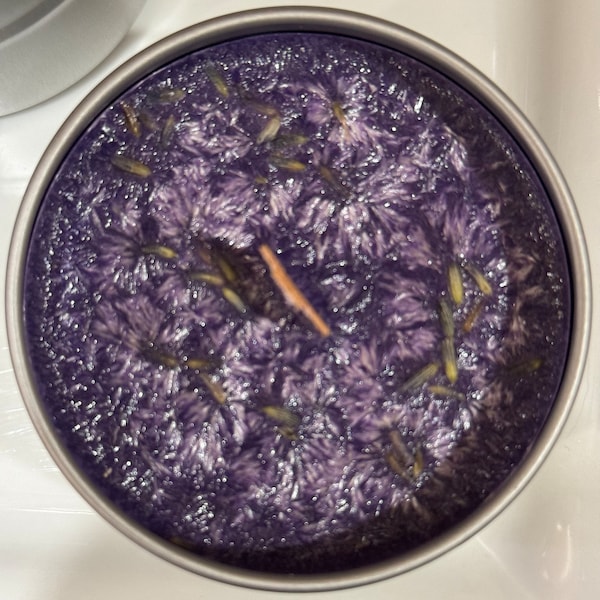 Soy Blend Lavender Cotton Wood Wick Candle | 4 oz Tin with Lid | Soy Blend | Lavender Bud | Long Burn