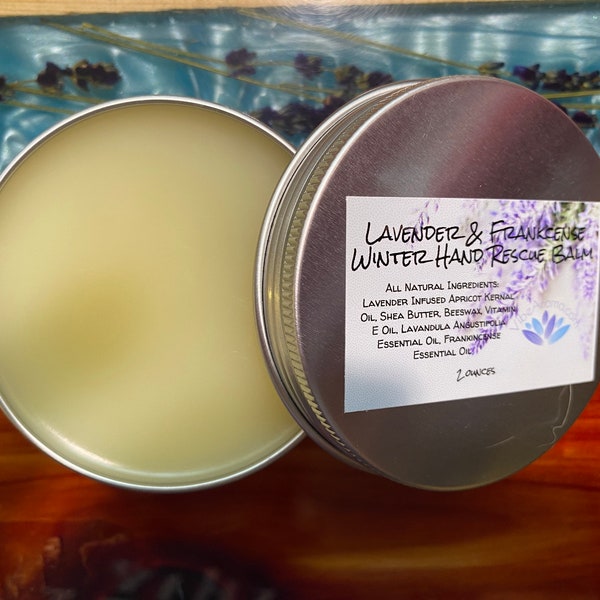 Lavender and Frankincense Winter Hand Rescute Balm - Nut Free - Great for Chapped, Dry Winter Hands!