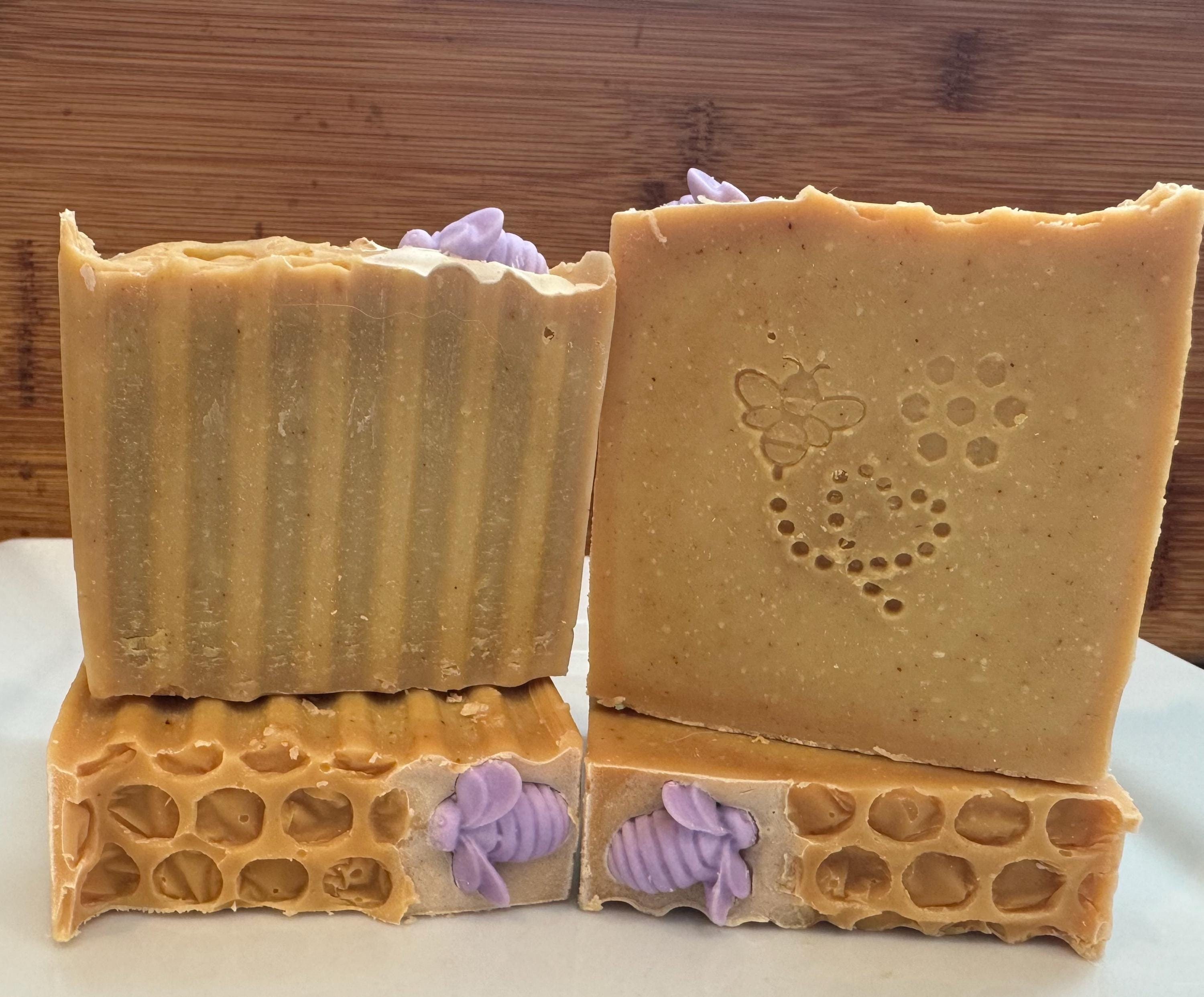 Honey Lavender Blossom Soap Naturally Colored w Turmeric Honey from Our Farm Bees Lavender from Our Farm