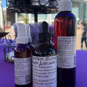 English Lavender Blossom Infused Avocado or Olive Oil | Massage Oil | Beard Oil | Body Oil | Infused with Michigan Lavender