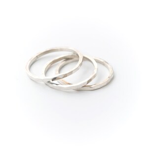 Set of 3 Hammered Stacking Rings - Sterling Silver stacking ring or midi ring