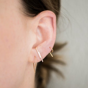 Tiny P Hoop • Minimalist Single Earring • Silver, Gold Filled, or 14k Gold • Handmade • NVMBR DCMBR