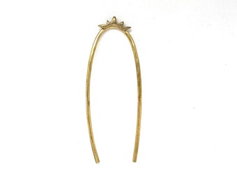 Small Sunburst Hair Pin - solid brass hair pin
