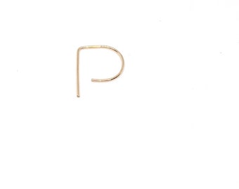 Large P Hoop - Sterling Silver, 14k Gold filled, Rose Gold, 14k Gold