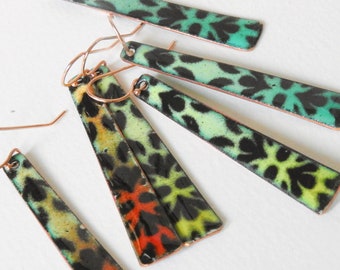 Girls Just Want to Have Fun: Jungle Damask Handmade Copper Enamel Earrings, One of a Kind Earrings, Unique Gift for Her, Prototype Jewelry