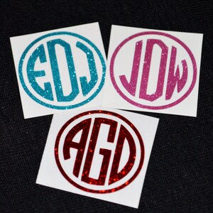 FREE SHIPPING - Glitter Circle Monogram Decal