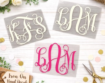 Interlocking Vine Monogram Iron-On Vinyl Decals