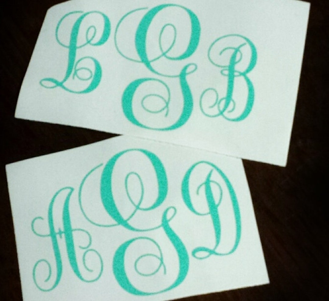 FREE SHIPPING - Script Monogram Decal - Etsy