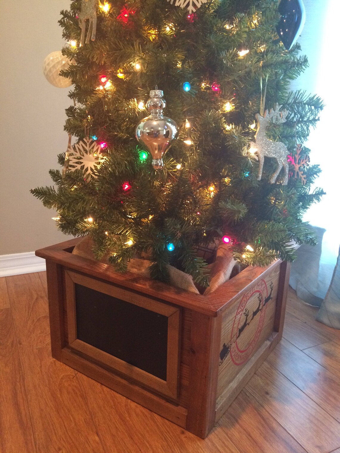 Rustic Christmas Tree Planter Box / Tree Skirt / Decorative Etsy