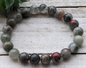 Bloodstone gemstone bracelet, green gemstone bracelet, chakra jewelry